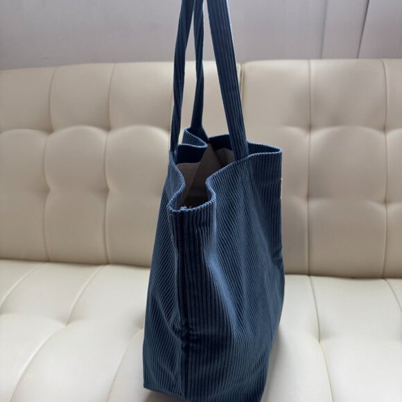 Sezane limited edition super soft velvet corduroy tote bag, denim blue, NWOT - Picture 3 of 4